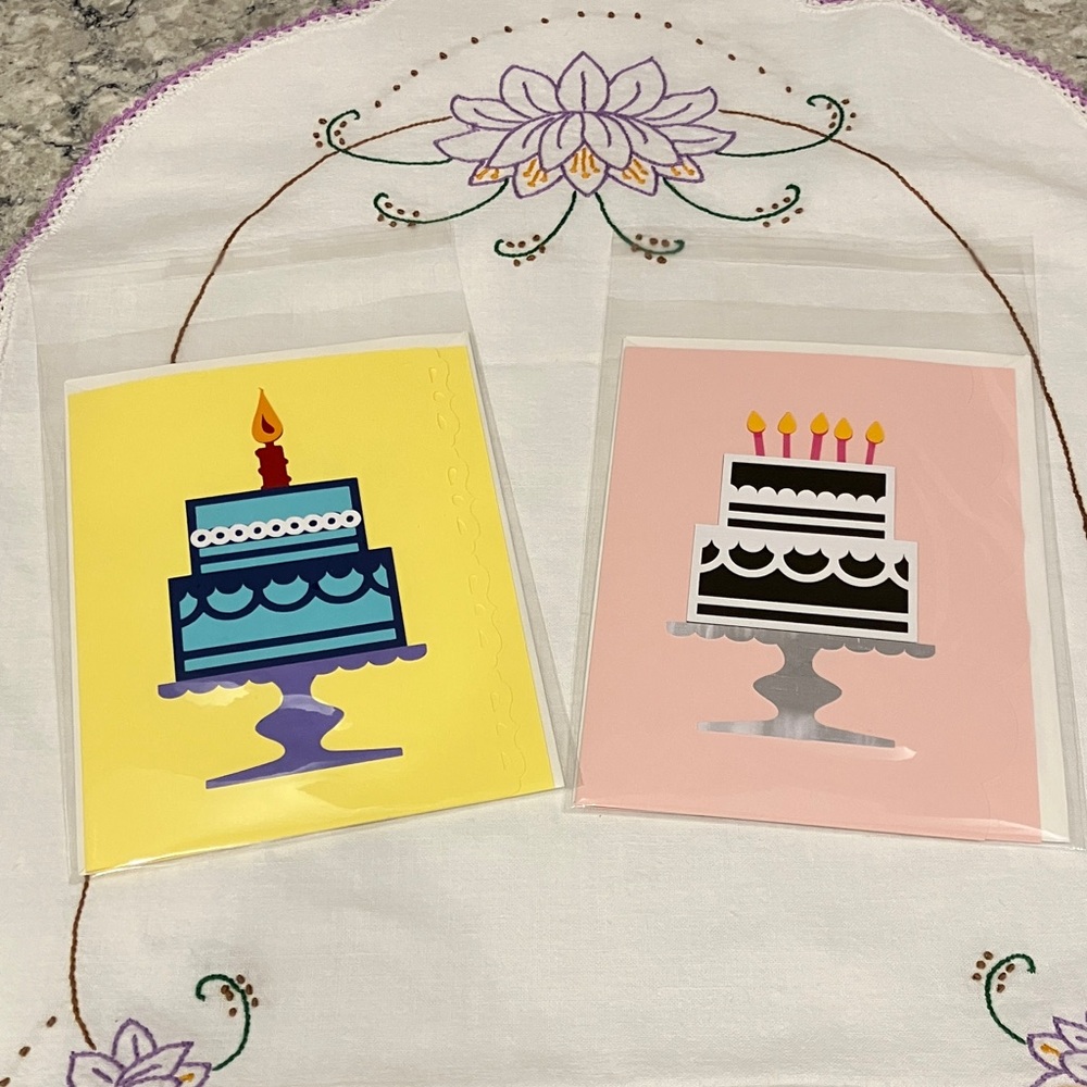 2 Colorful Birthday Cards Blank Inside